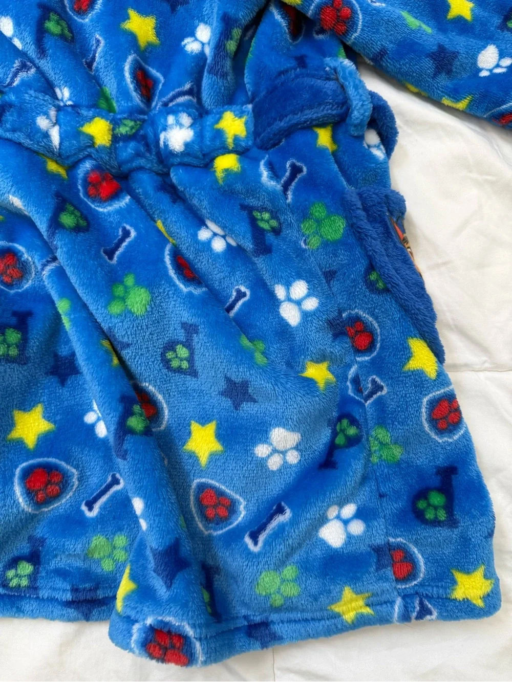 Size 5 Official Paw Patrol Chase Hooded Robe Blue & Red Plush Fleece Cozy Gift